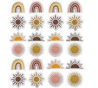 WeddHuis 24 Pezzi Toppe Termoadesive Ricamate per Bambini con Motivi di Sole e Arcobaleno, Ideali per Riparare o Personalizzare Abbigliamento, Coprire Strappi o Buchi