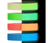 WeddHuis 4 Pcs x 1cm Nastro Luminoso Adesivo Impermeabile Nastro Fluorescente Adesivo Nastro Adesivo Luminescente Fosforescente Glow in The Dark Tape per Scale Pareti Gradini e Cartello di Uscita