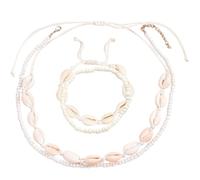 WeddHuis 4 Pezzi Collana Boho con Conchiglie, Set Gioielli Collana e Bracciale Regolabile per Donna e Ragazza, Accessori Estivi da Spiaggia