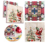 WeddHuis 40 pezzi Tovaglioli di Carta 3-lagige Weihnachtsservietten Weihnachtsmann Schneemann Festliche Weihnachten Tischdeko Weihnachtsfeier Dekoration (33 x 33 cm)