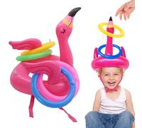 WeddHuis 5 Pezzi Gioco del Lancio dell'Anello con Flamingo Gonfiabile Giochi per Feste Estive Hawaii Matrimonio Piscina All'aperto e Interno