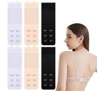 WeddHuis 6 pezzi Allunga Reggiseno, Prolunga, Estensore, Ganci per Reggiseno, Comodo e elastico, Accessori Regolabile Antiscivolo per Femmina Reggiseni (2 ganci) (Nero, Bianco, Tonalità della pelle)