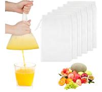WeddHuis 6 Pezzi Sacchetti per Latte di Noci Riutilizzabili in Nylon a Maglia Fine, Filtri Biologici Lavabili con Coulisse per Latte di Noci, Formaggio, Caffè, Yogurt, Succhi di Frutta (20 × 30 cm)