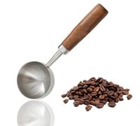 WeddHuis Cucchiaio dosatore caffè, 1 pezzo, porzionatore di gelato con manico in noce, in acciaio inossidabile 304, di legno da cucina per espresso, utensile, misurino (Capacità di 15 ml) (Argento)