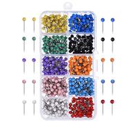WeddHuis Ensemble de 500 Épingles et Punaises pour Marquer les Lieux d'Intérêt, Itinéraires et Adresses - Têtes Ronde en Plastique et Points d'Aiguille en Acier - 10 Couleurs Différentes - 1/8 Pouce