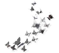 Weddhuis Farfalle Specchio Adesivo Da Parete, 48Pcs 3D Specchio Wall Stickers Home Decoration Adesive Da Parete Combinazione, Adesivi Decorativi Per Casa (d'Argento)