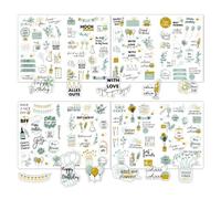 WeddHuis Snapmee Set Con 225 Motivi Su 4 Fogli Adesivi Party Per Adulti & Bambini, Adesivi Per Album Foto, Libro Degli Ospiti & Regali, Adesivi Compleanno (Din-A5) (Verde)