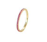Wedding - Anello da donna per l'eternità con rosa e taglio rotondo, in oro giallo 14 carati, misura 62 (19,7)