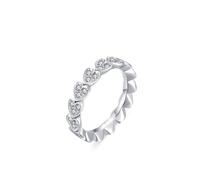 Wedding - Anello di fidanzamento da donna, stile vintage, a forma di cuore, in argento, con taglio rotondo, in oro bianco 9 K, misura 56 (17,8)