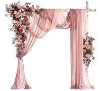 Wedding Arch Flowers Kit, Artificial Flower Arch Decor, Wedding Decor with Drapes, Be Suited to Banquet, Party, Wedding Decor Ceremony and Background Decoration(L)