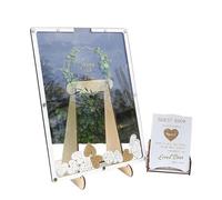 Wedding Guest Book, Heart Drop Box Frame, Wooden Sign in Alternative, Personalized Keepsake, Decorative Drop-Top Guestbook for Reception & Party, 10.63x14.57 Inches
