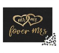 Wedding Hearts-gold Glitter Design Jigsaw Puzzle Impossible 1000Pcs Mr And Mrs Forever Hearts Decorazione Per La Casa. Giochi Rilassamento E Intelligence Per Adulti E Ragazzi Da 14 Anni 70x50cm/1000p