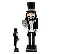 Wedding Nutcracker Figurine - Bridegroom Wooden Decor, Painted Newlywed Couple Nutcracker Ornament, Romantic Wedding Keepsake | Wooden Tabletop Decoration for Living Room Bedroom Office Bookshelf