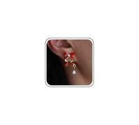 Wedding Orecchini A Perno Con Fiocco Rosso Smalto Oro Lungo Bowknot Semplice Orecchino Scintillante Piccolo Cz Lacrima Goccia Penzolare Carino Mini Perla Nastro Delicato Minimalista Per Le Donne