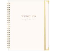 Wedding Planner, libro e organizer per la sposa con 5 sezioni a schede, 22,9 x 30,2 cm, copertina rigida con angolo in metallo + 5 tasche interne + adesivo + fascia elastica di chiusura - beige