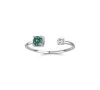 Wedding Ring Wedding Ring Open Design with Round Lab smeraldo 0,25 ct e moissanite oro bianco 14 carati, misura 56 (17,8)