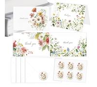 Wedding Thank You Cards - Watercolor Floral Blessing Message Notes, 4 pezzi set with Envelopes | Elegant Thank You Greeting Cards for Bridal Shower Birthday Party Mother's Day Graduation | Decorative