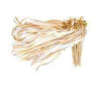 Wedding Wands, Fairy Sticks, Ribbon Flutter Jingle Sound Easy Grip Lightweight Handle Crowd Favorite Photogenic Moment, Decoration Prop Bell for Wedding, Send, Bridal, Shower, Holiday