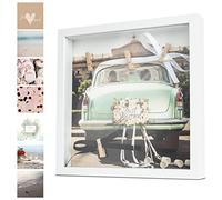 WeddingTree 3D Porta foto multiple da parete per matrimonio da riempire - Appendi foto con mollette e filo - 7 sfondi diversi e accessori - Cornice regalo per banconote per la coppia di sposi