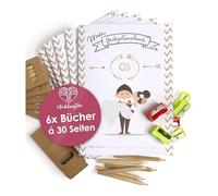 WeddingTree 6 x libri da colorare per bambini, libro da colorare per bambini, con matite colorate e temperamatite, bomboniere, matrimonio, libro da colorare per bambini