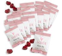 WeddingTree Caramelle gommose Schön, Dass du da Bist 25 x 10g in Piccole Confezioni con Design gemoetrico - Perfetto Come Regalo Compleanno, Come Decorazione di Nozze Vintage o Doni Ospiti Battesimo