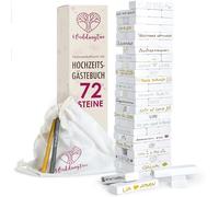 WeddingTree Libro Ospiti Matrimonio Come Torre Traballante - con 72 Blocchi, Borsa di Custodia e 3 Marker Metallizzati - Libro degli Ospiti Matrimonio - Regali per Ospiti Matrimonio Libri