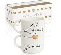 WeddingTree Set di 2 Tazze Love You - Regalo per coppie per matrimoni fidanzamenti nozze - Regali di nozze per sposi - Tazze per partner