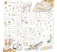 WEDDLYN® - Adesivi per matrimonio - 180 adesivi per libri degli ospiti per matrimonio - Design ispiratori - Set di adesivi perfetto per album fotografici di - Colori pastello con glitter (beige)