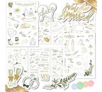 WEDDLYN® - Adesivi per matrimonio - 180 adesivi per libro degli ospiti per matrimonio - Design ispiratori - Adesivi boho perfetti per libro degli ospiti - Colori pastello con glitter (verde)