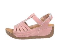 Wedges Sandali da donna Peep Toe con zeppa, con cinturino alla caviglia, scarpe ortopediche con zeppa bohémien, sandali estivi traspiranti, taglia 36-43, Colore: rosa., 43 EU
