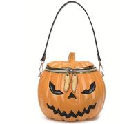 Wedhapy Borsa a Forma di Zucca Borsa di Halloween per Donna Divertente e strana da Portare a Mano/Spalla/Tracolla 8, 66x7, 8x5, 9 Pollici Forma di Zucca di Halloween con Cerniera (Giallo)
