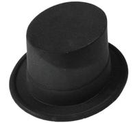Wedhapy Cappello a cilindro da mago cappello a cilindro nero da 5 pollici da mago alla moda cappelli Fedora retrò per uomini donne e bambini da festa floccato per feste tema di gioco di ru