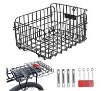 Wedhapy Cestino Bici Pieghevole Portabici in Acciaio con Pannello Riflettente Grande 14,6x10,6x7,9" Nero