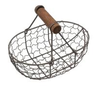 Wedhapy Cestino portauova Vintage in Metallo Piccolo con Manico portaoggetti da Cucina Nero Rustico Organizer da banco per Uova fresche Pane Frutta Verdura
