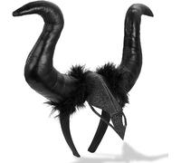 Wedhapy Corna Cosplay Corna di Malefica Fascia per corno Corna per feste nere Copricapo Fascia per feste per cosplay di Halloween Accessorio per costume per donne Ragazze adulte