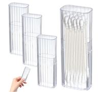 Wedhapy Dispenser per Filo interdentale Porta Cotton fioc 4 Pezzi Dispenser per Filo interdentale in plastica Trasparente con Coperchio Custodia da Viaggio Portatile per Cotton fioc 0, 8x1, 3x4, 1