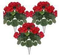 Wedhapy Fiori Artificiali 6 Pezzi Gerani Artificiali Fiori Realistici da 14 Pollici con Rami Regolabili Geranio di Seta Vivace a Lunga Durata per Interni, Rosso
