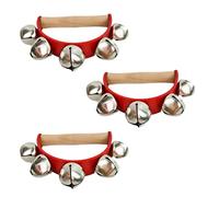 Wedhapy Jingle Bells Campanelli da Slitta Rossi Jingle Bells Campanelli con Manico in Legno Strumento per Bambini Feste di Natale 3 Pezzi