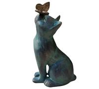 Wedhapy Ornamento da Giardino per Gatti Ornamenti per Gatti per l'arredamento del Giardino Statua in Resina Gioca con la Farfalla Ornamento Curioso Figure Carine Amante per Il Prato del Patio
