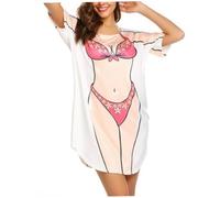 Wedhapy T-shirt copricostume da donna in morbido cotone a maniche corte top copricostume da spiaggia ampio e carino taglia M