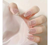 Wedity 24Pz claret Breve Scacchiera Amore Falso Nail Pearl Leaf Acrilico Falso Nails Stampa su Unghie per le Donne Ragazze (B)