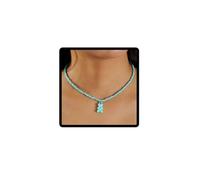 Wedity Collana con ciondolo con orsetto color caramella Collana con perline di riso fatta a mano color caramello Gioielli con colletto carino per donne e ragazze (Blu)