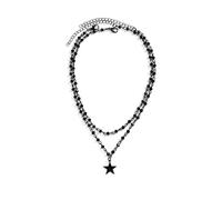 Wedity Collana Croce Nera Gothic Layered Stars Moon Collanes Gioielli di Halloween per le donne e le ragazze (Nero D)