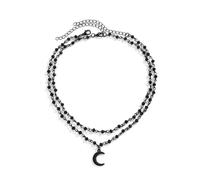 Wedity Collana Croce Nera Gothic Layered Stars Moon Collanes Gioielli di Halloween per le donne e le ragazze (Nero B)