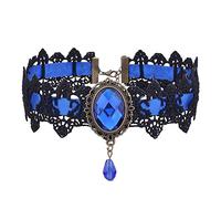 Wedity Collana Scava fuori Fiore Collare Catena Goccia d'acqua Clavicle Choker Collana Gioielli Halloween Party Accessori per Le Donne Ragazze (Blu)