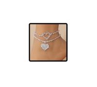 Wedity Cristallo Cuore a Cuore Cavigliere Amore Cuore Cavigliere Braccialetti Estate Beach Foot Accessori Gioielli per le Donne Ragazze (Argento D)