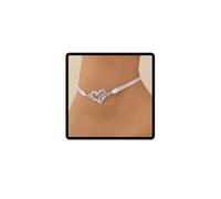 Wedity Crystal a forma di cuore caviglia Lucky 8-character Flat Chain Silver Cavigliera Braccialetti di Estate Piede Accessori Gioielli per le Donne Ragazze (Argento B)