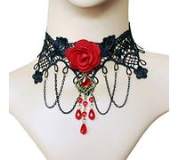 Wedity Gotico Nero Sexy Pizzo Collare Nappa Choker Halloween Party Accessori per le Donne Ragazze (Collana nera 11)