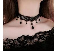 Wedity Gotico Nero Sexy Pizzo Collare Nappa Choker Halloween Party Accessori per le Donne Ragazze (Collana nera 1)
