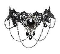 Wedity Gotico Nero Sexy Pizzo Collare Nappa Choker Halloween Party Accessori per le Donne Ragazze (Collana nera 4)